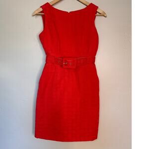 Banana Republic Red Sheath Dress with Fabric Belt 4 Petite